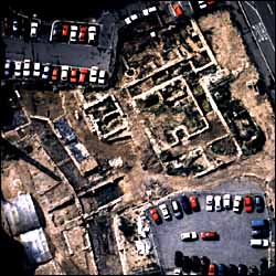 Aerial photo of the late friary buildings.